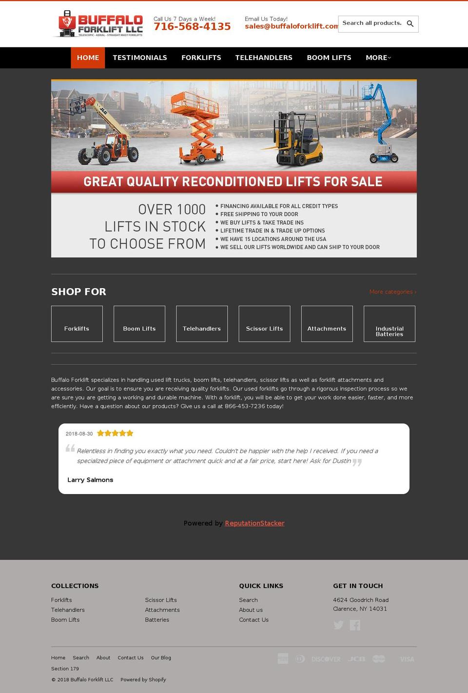 buffalolifttruck.com shopify website screenshot