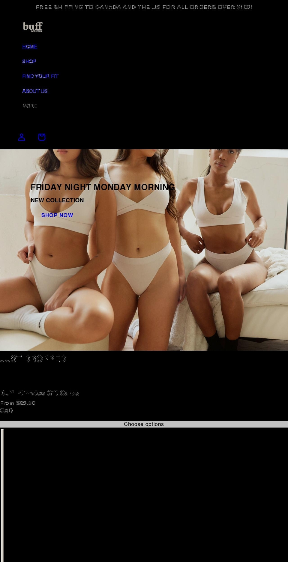 buffintimates.com shopify website screenshot