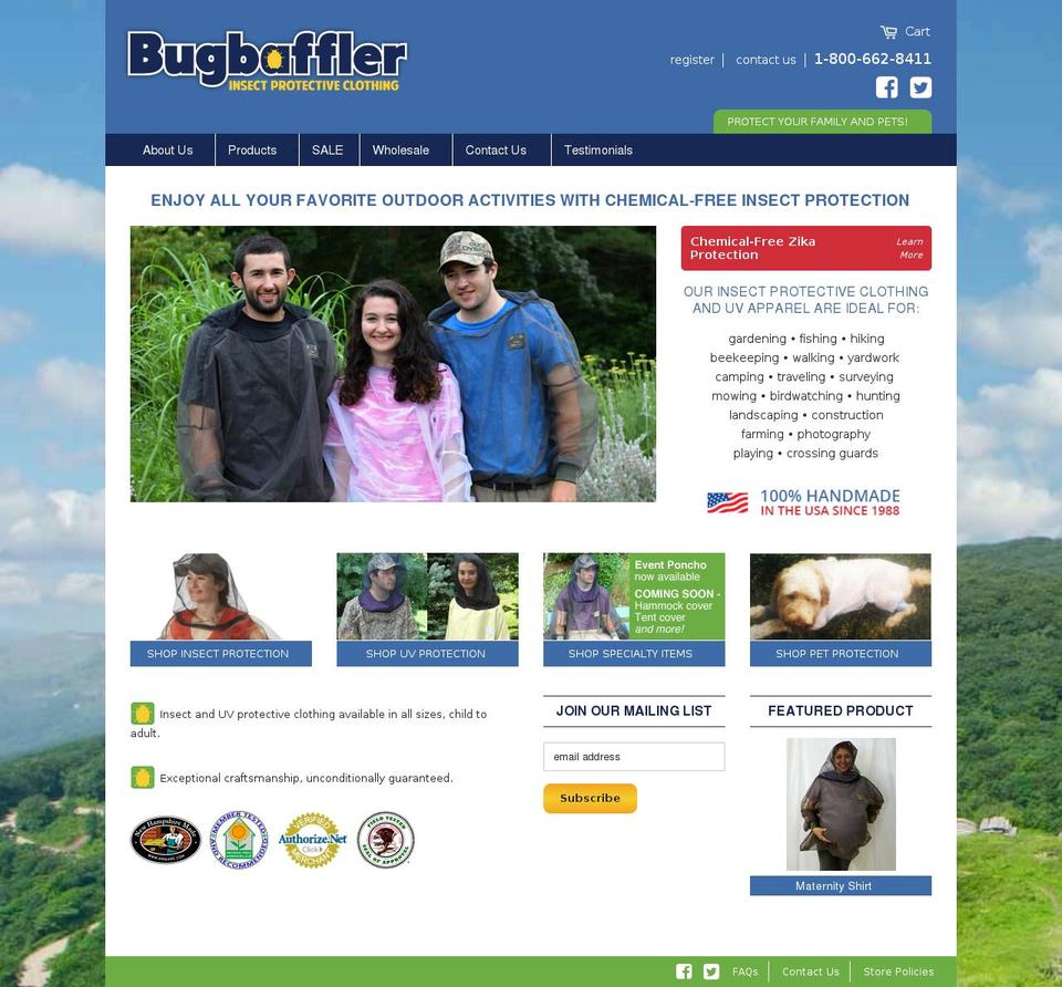 bugbaffler.com shopify website screenshot