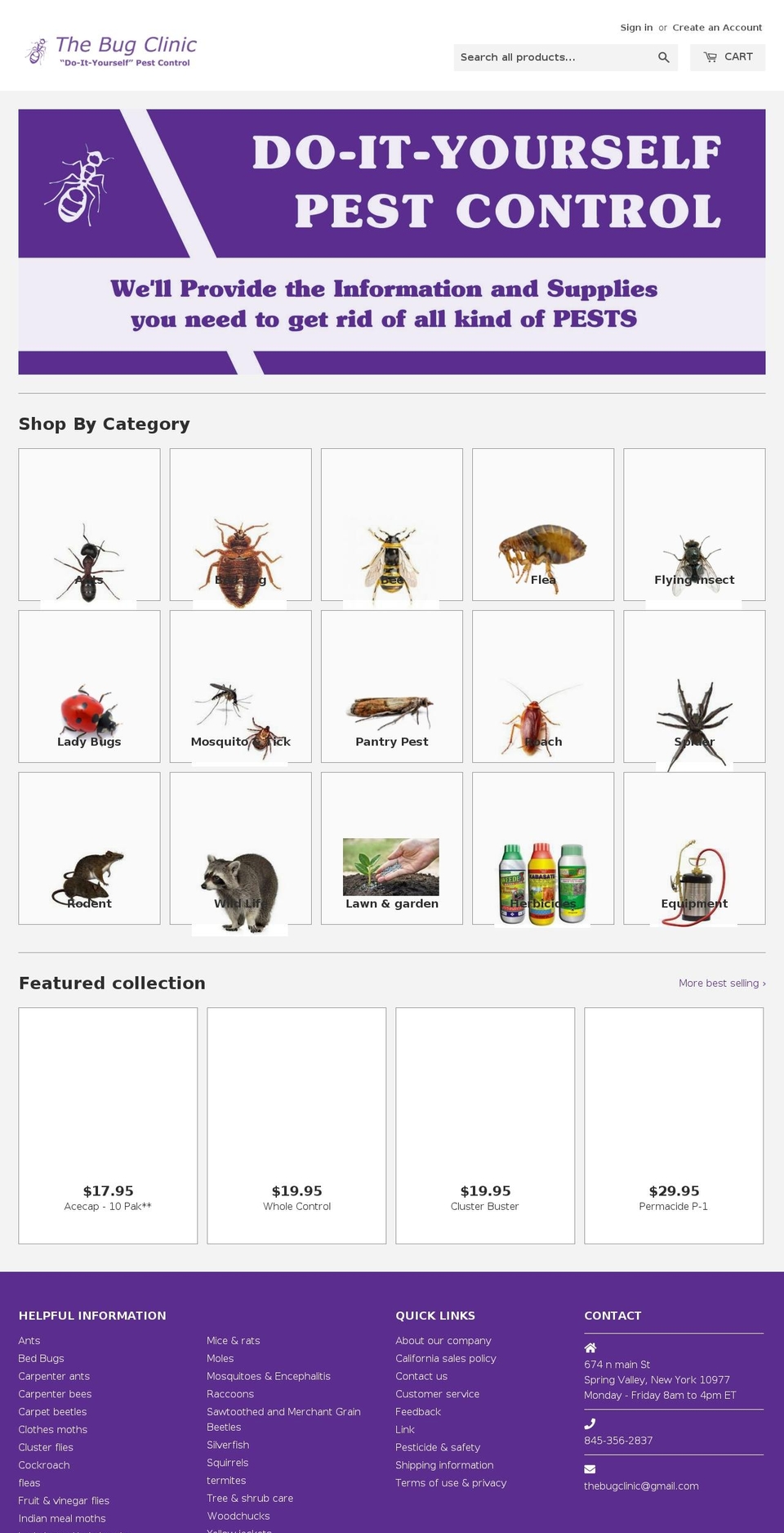 bugclinic.com shopify website screenshot