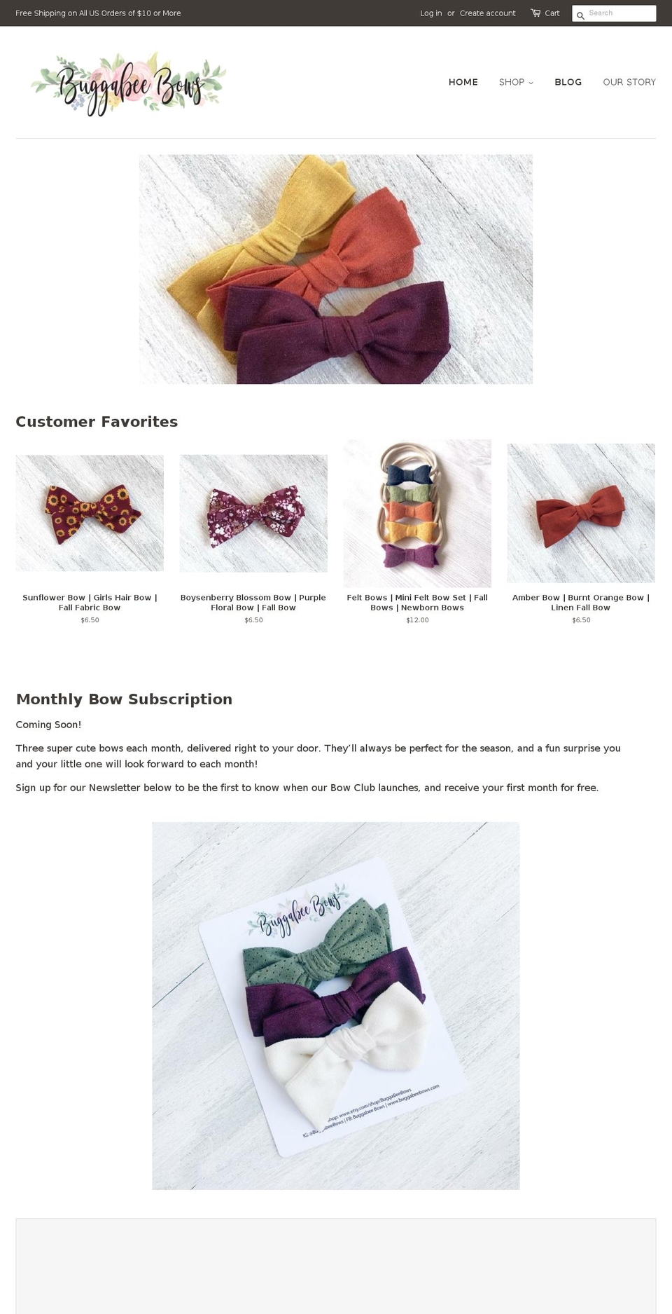 buggabeebows.com shopify website screenshot