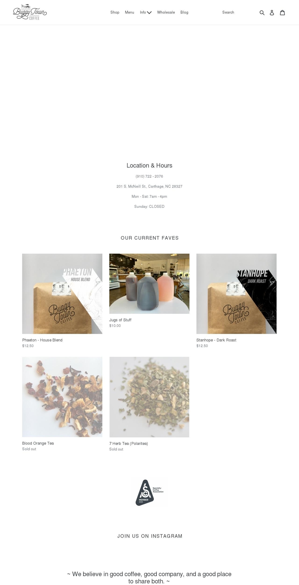 buggytowncoffee.com shopify website screenshot