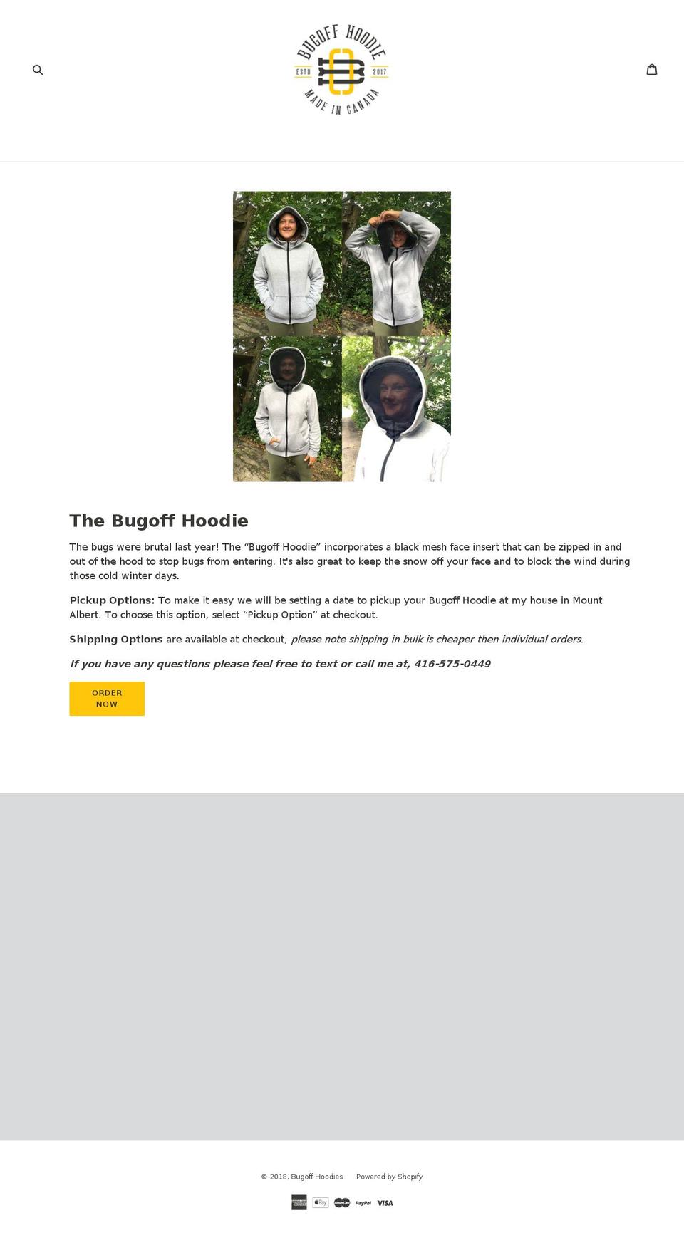 bugoffhoodies.com — Shopify storefront screenshot