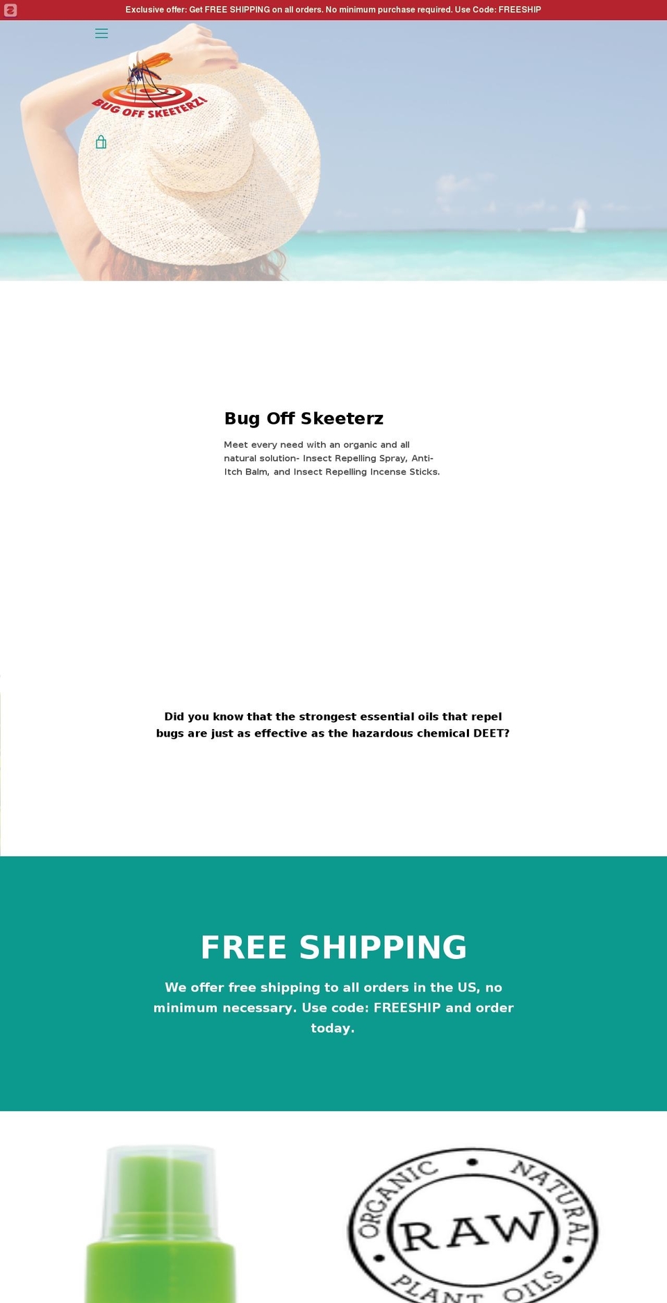 bugoffskeeters.com shopify website screenshot