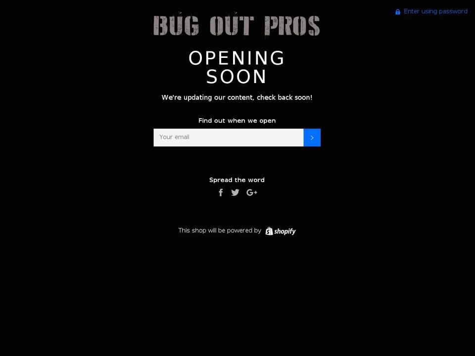 bugoutpros.com shopify website screenshot