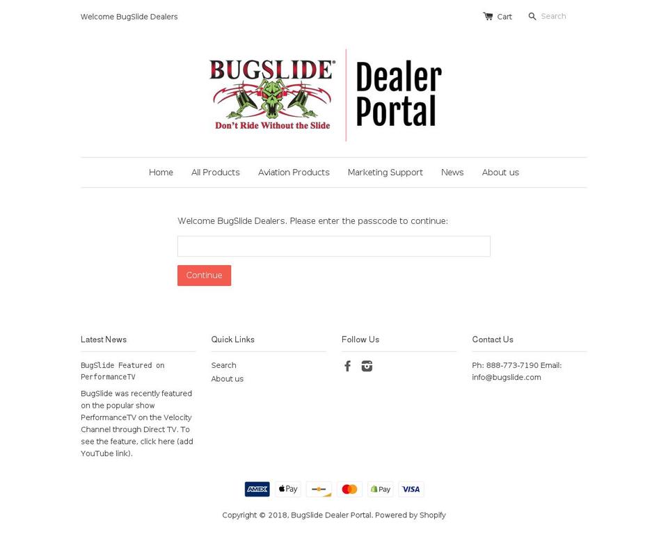 bugslide-dealers.com — Shopify storefront screenshot