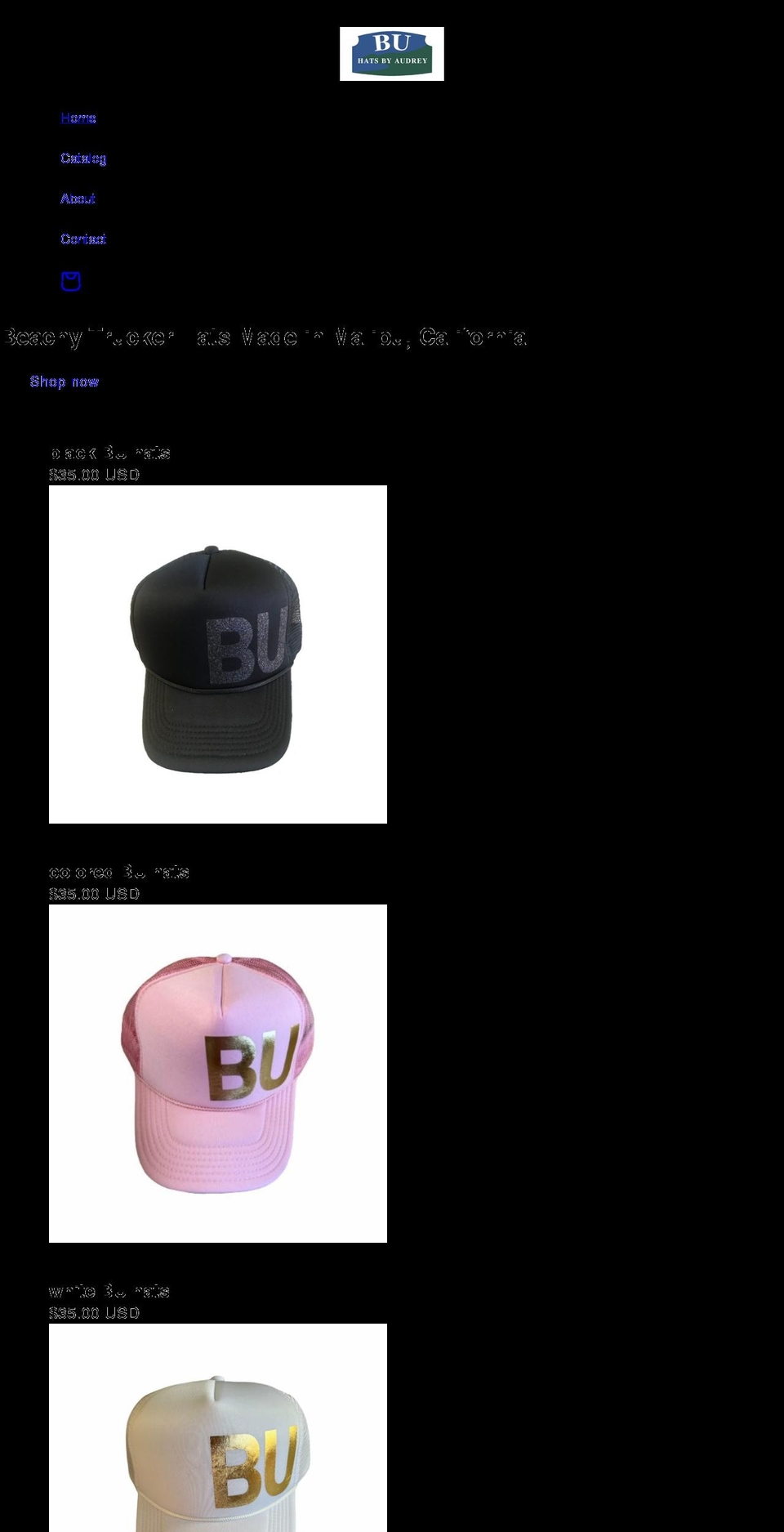 buhatsbyaudrey.com shopify website screenshot