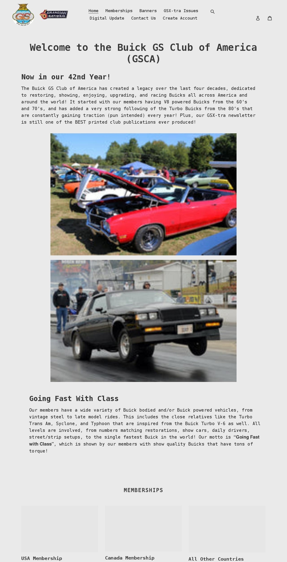 buickgsca.org shopify website screenshot