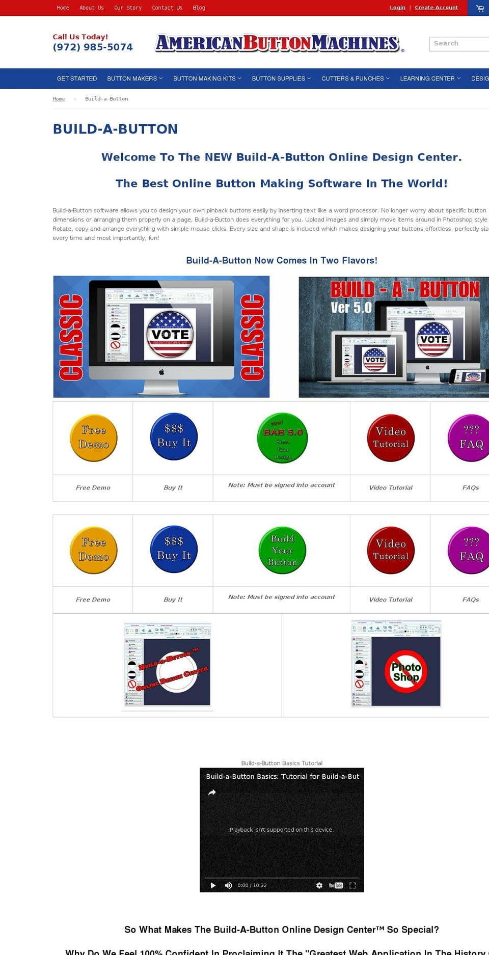 build-a-button.com shopify website screenshot