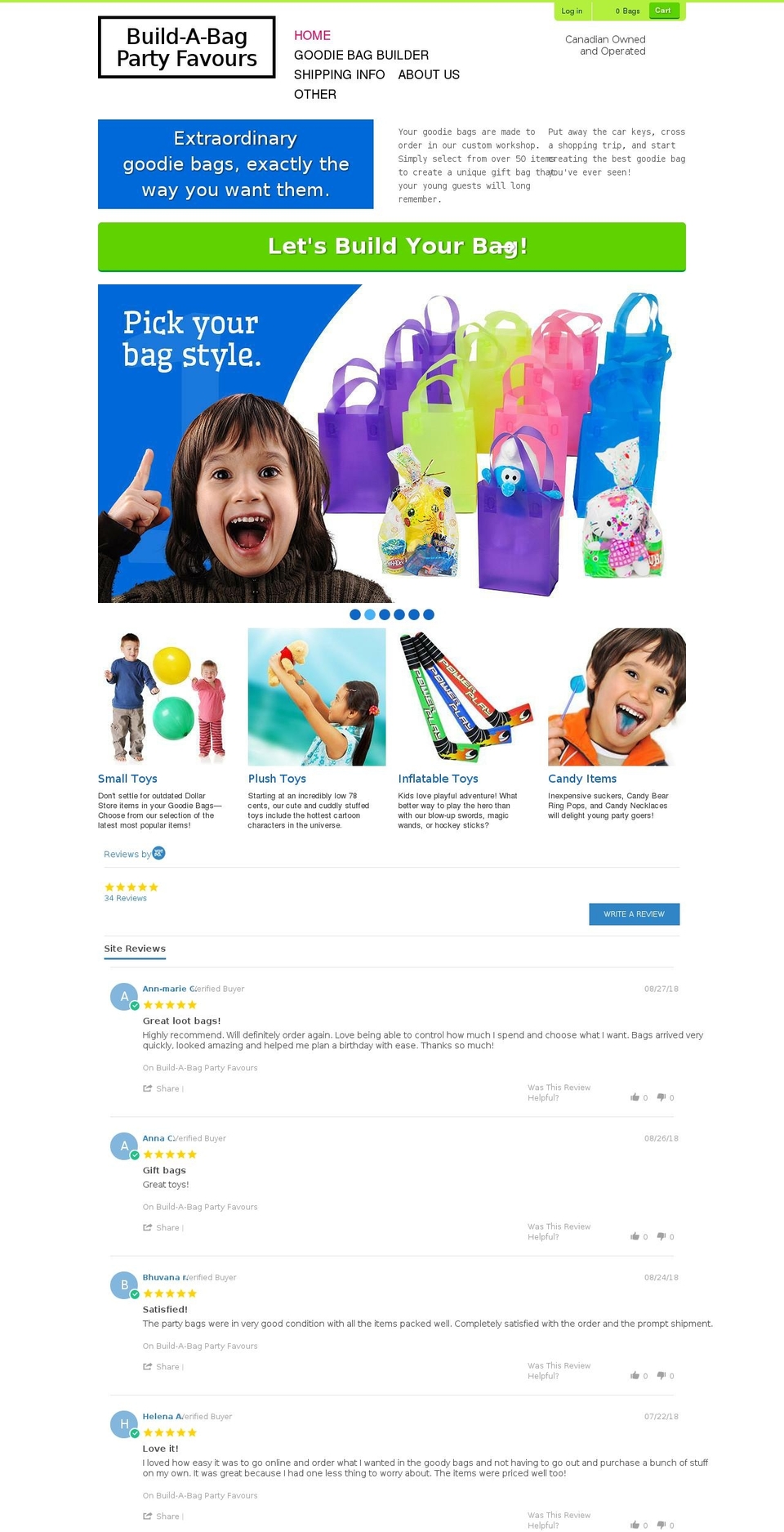 refactor-one Shopify theme site example buildabagpartyfavours.com