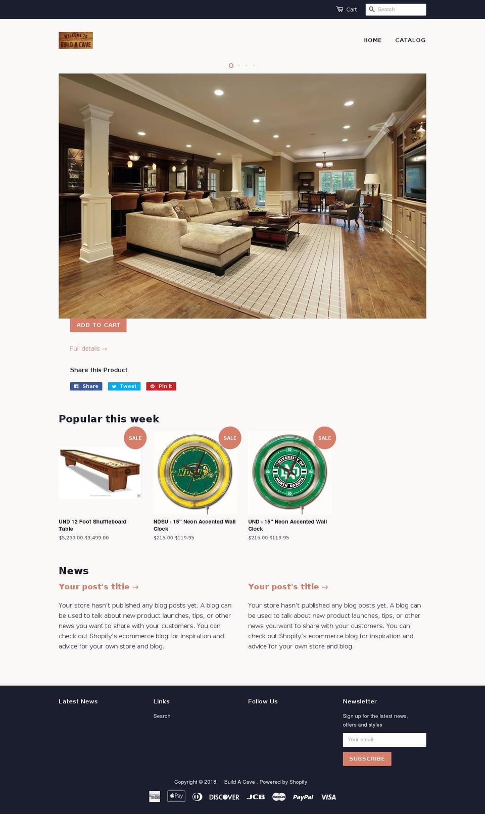 buildacave.com — Shopify storefront screenshot