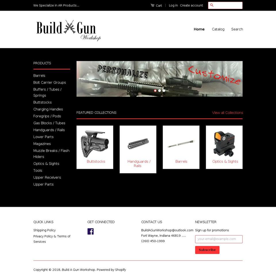 buildagunworkshop.net shopify website screenshot