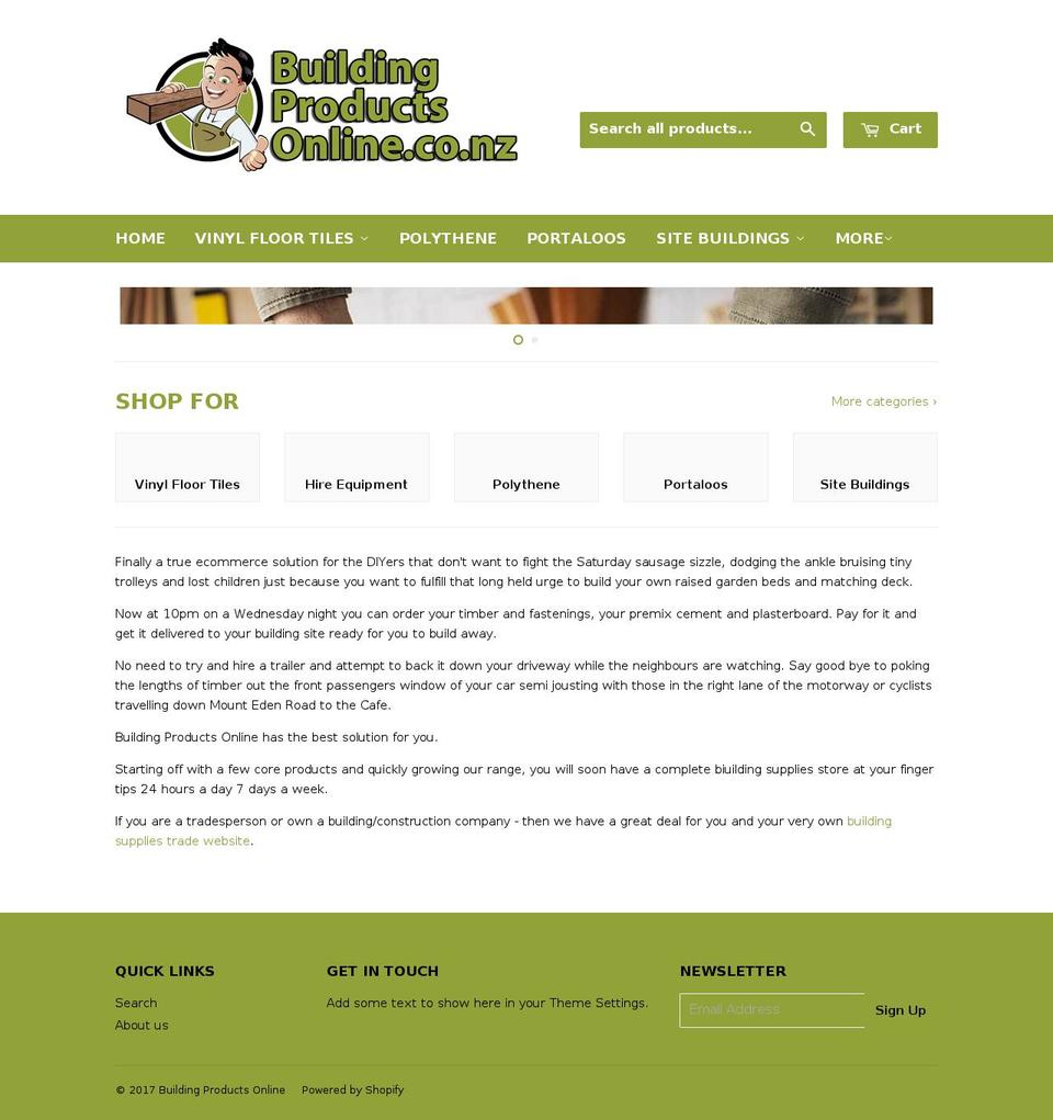 buildingproductsonline.co.nz shopify website screenshot