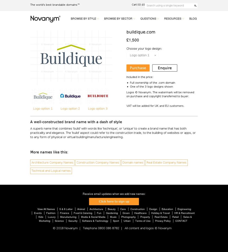 buildique.com shopify website screenshot