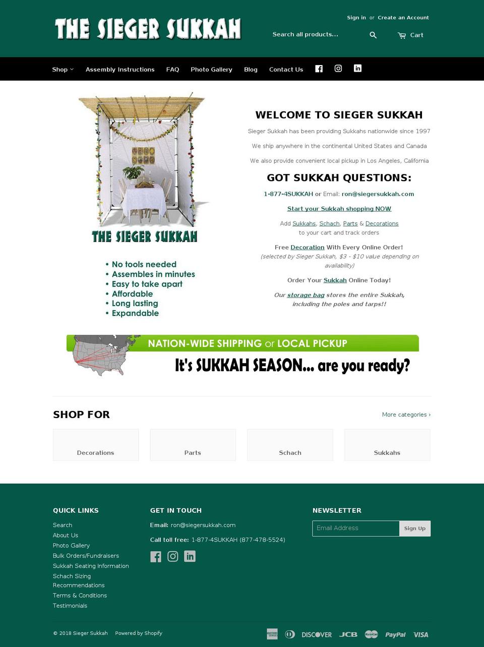 buildsukkah.com — Shopify storefront screenshot