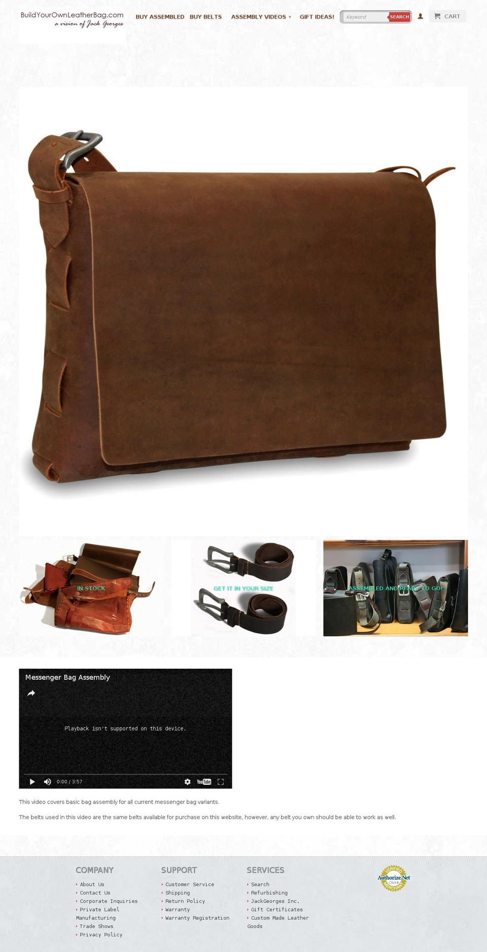 Jack Georges Theme Shopify theme site example buildyourownleatherbag.com