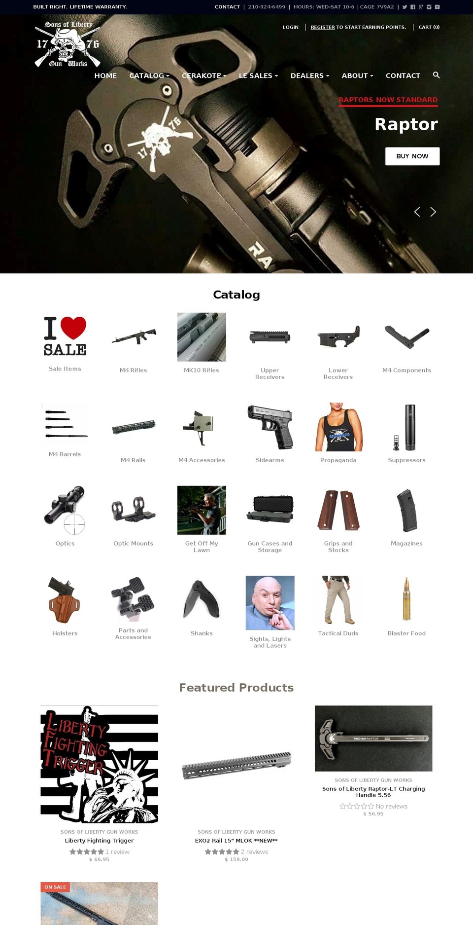 buildyourweapon.com — Shopify storefront screenshot