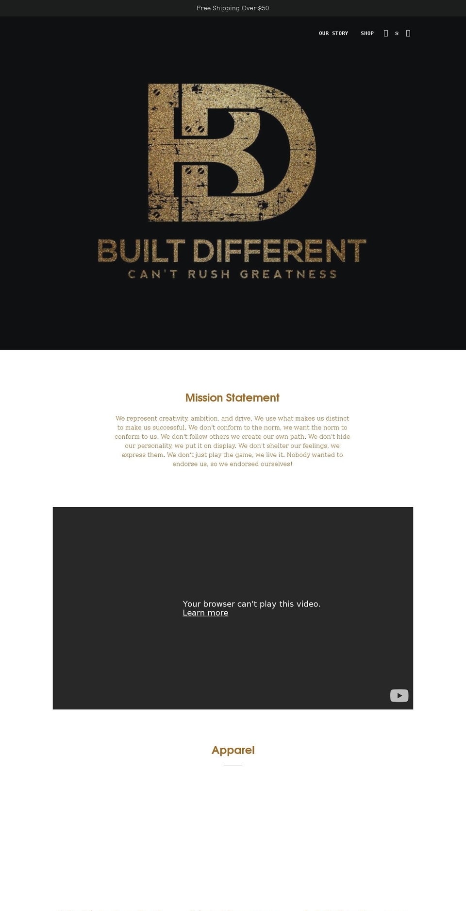builtdifferentathletes.com — Shopify storefront screenshot