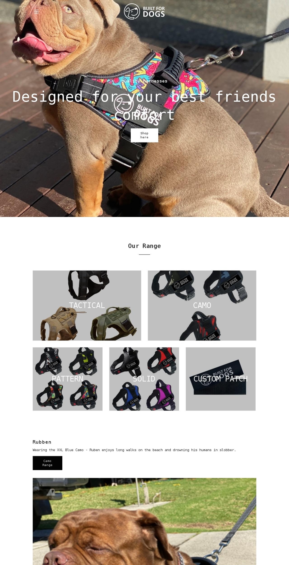 builtfordogs.com shopify website screenshot