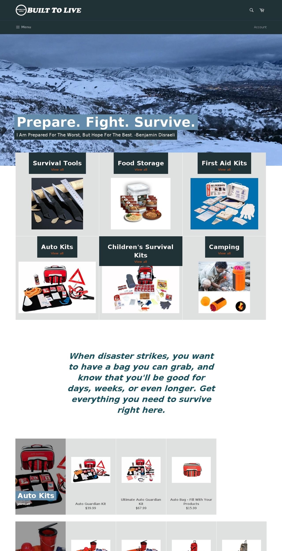 builttolive.com shopify website screenshot