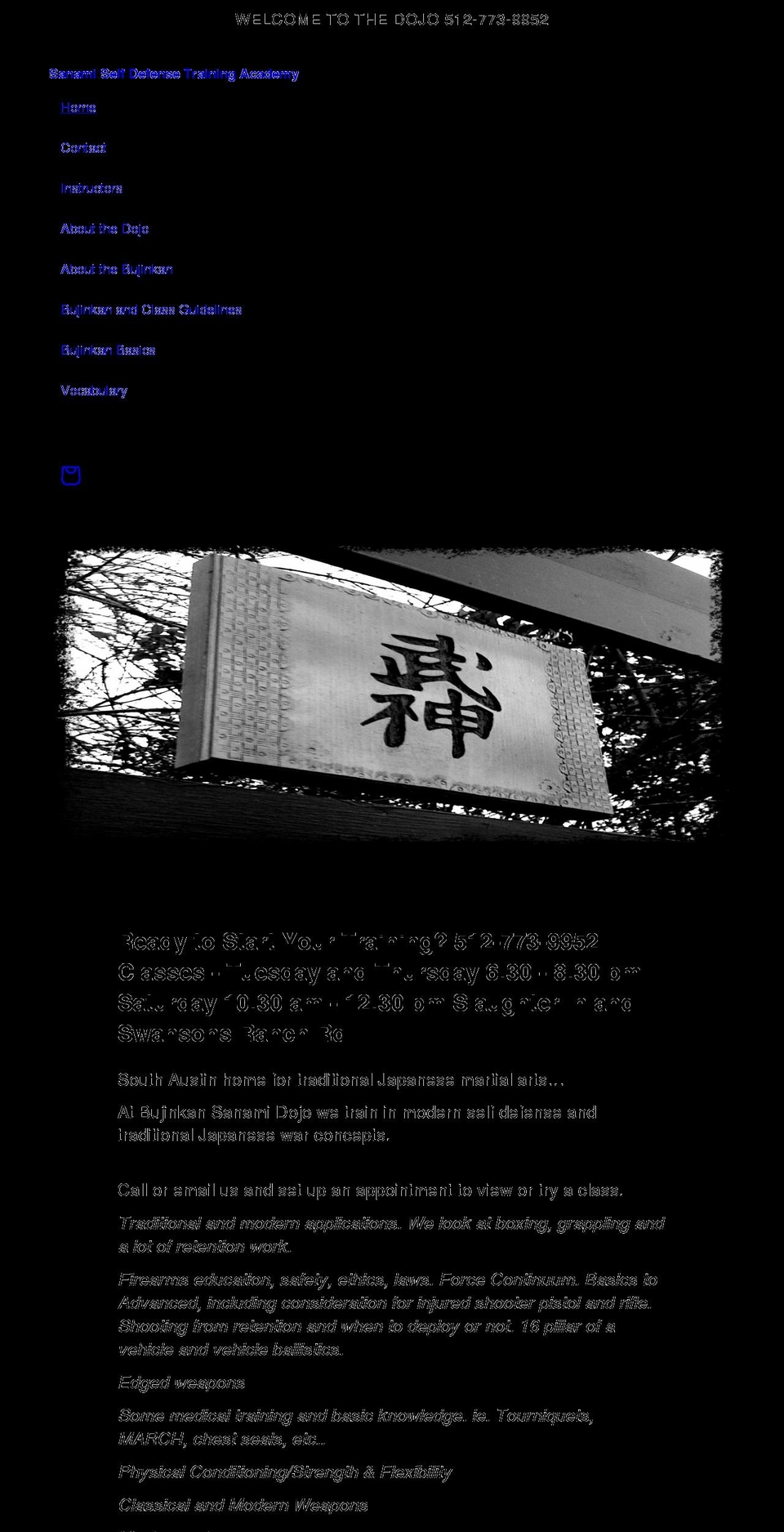 bujinkansanamidojo.com shopify website screenshot