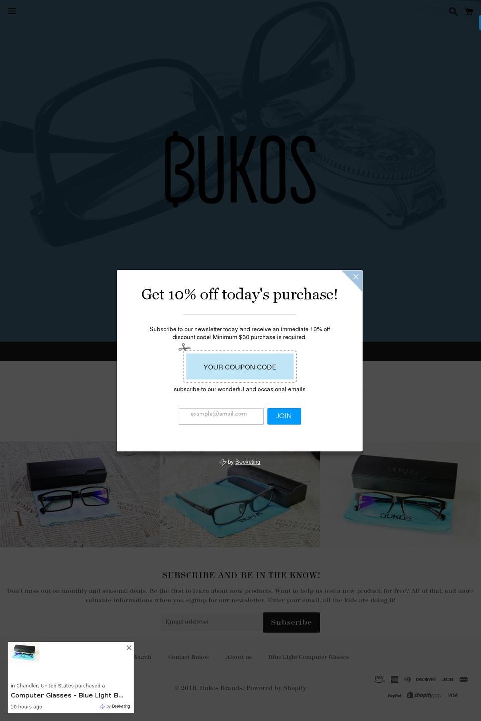 bukosbrands.com — Shopify storefront screenshot