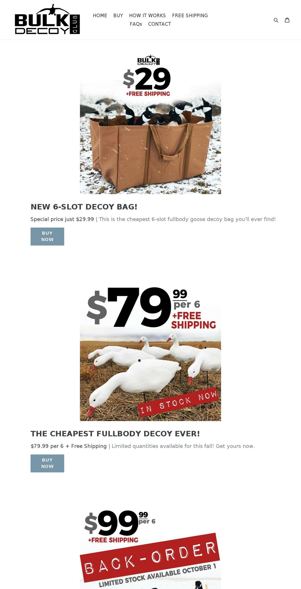 bulkdecoysclub.com — Shopify storefront screenshot