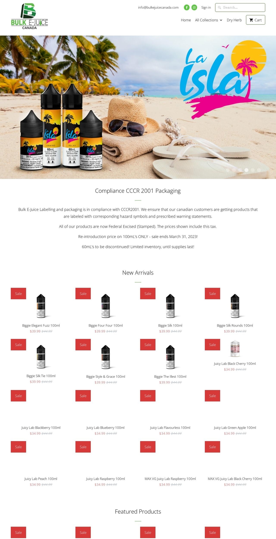 bulkejuicecanada.com — Shopify storefront screenshot