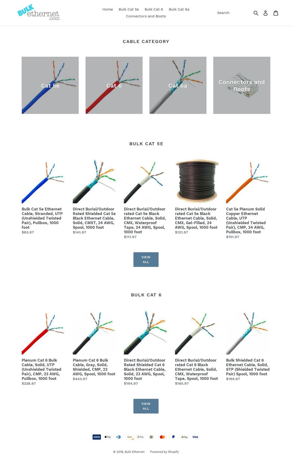 bulkethernet.com — Shopify storefront screenshot
