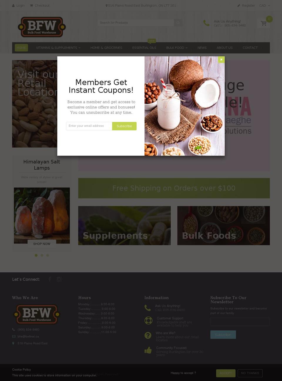 Crave Shopify theme site example bulkfoodwarehouse.ca