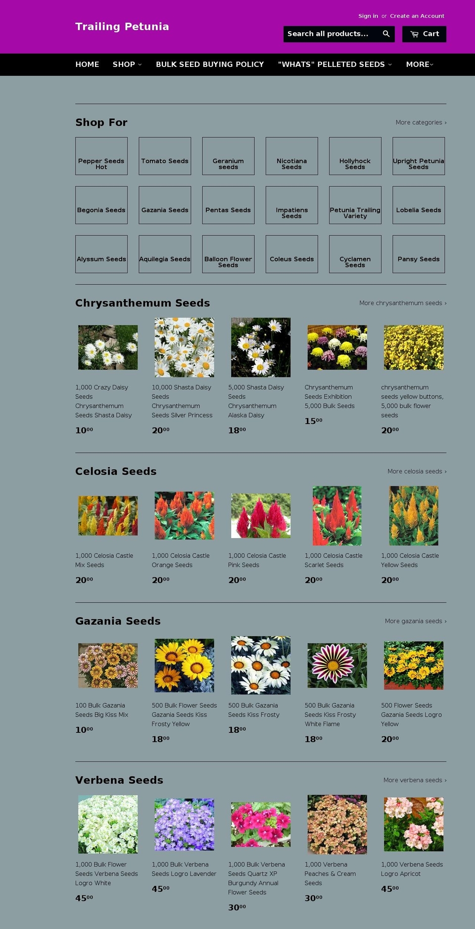 bulkseeds.net shopify website screenshot