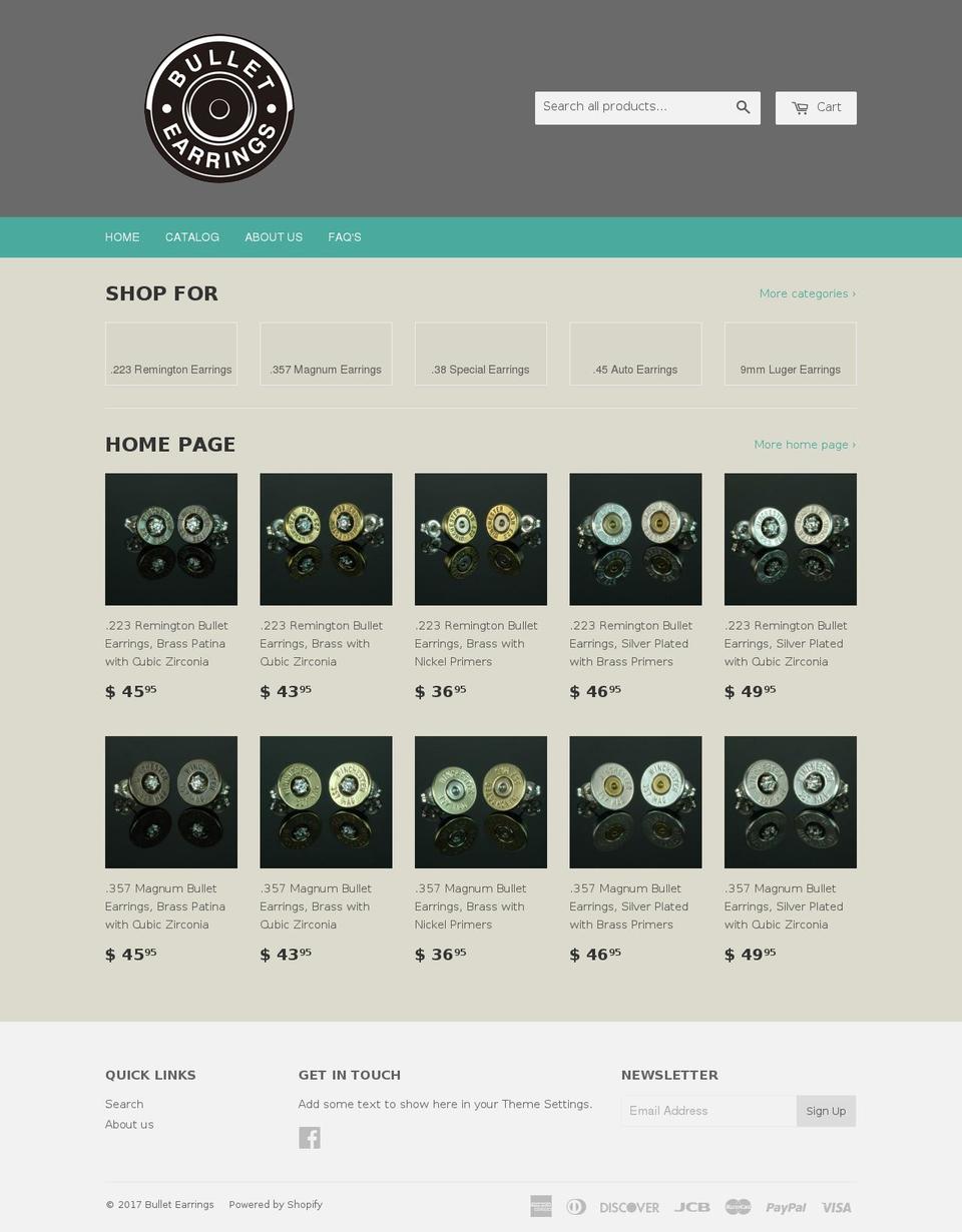 bulletearrings.com shopify website screenshot