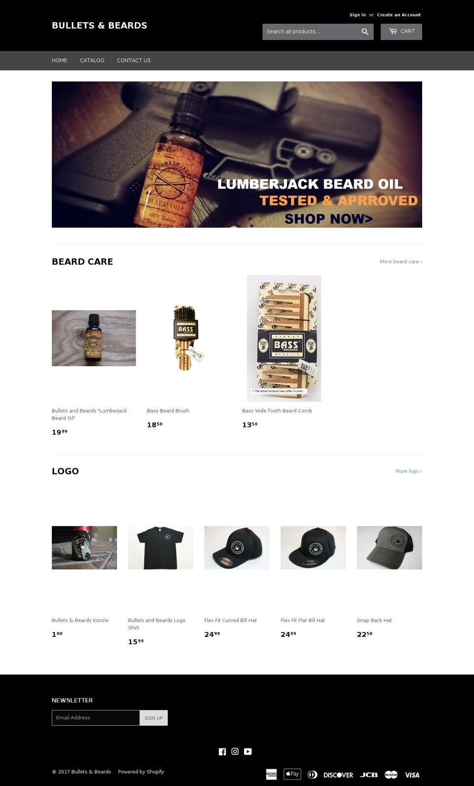 bulletsandbeards.com shopify website screenshot