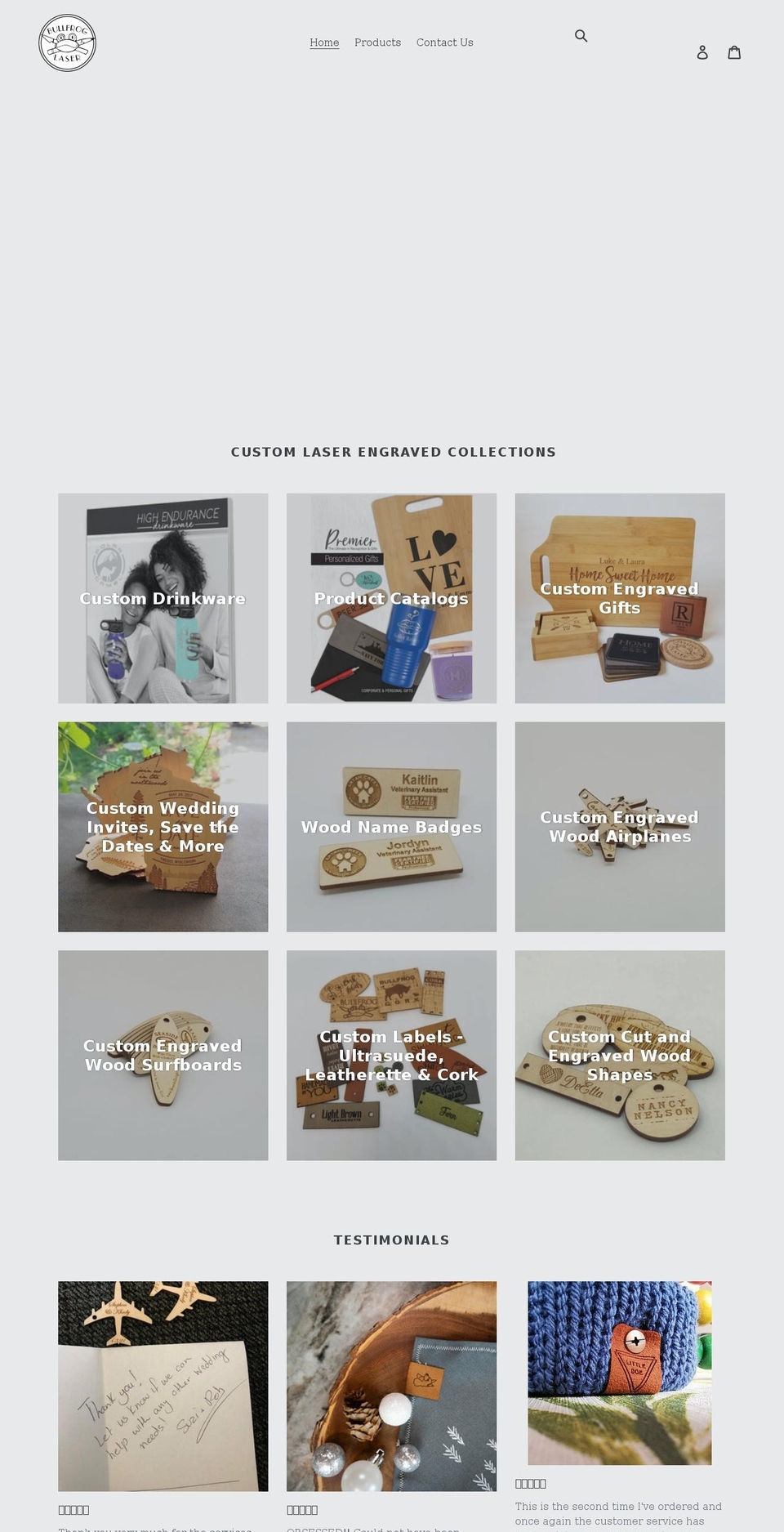 bullfroglaser.com shopify website screenshot