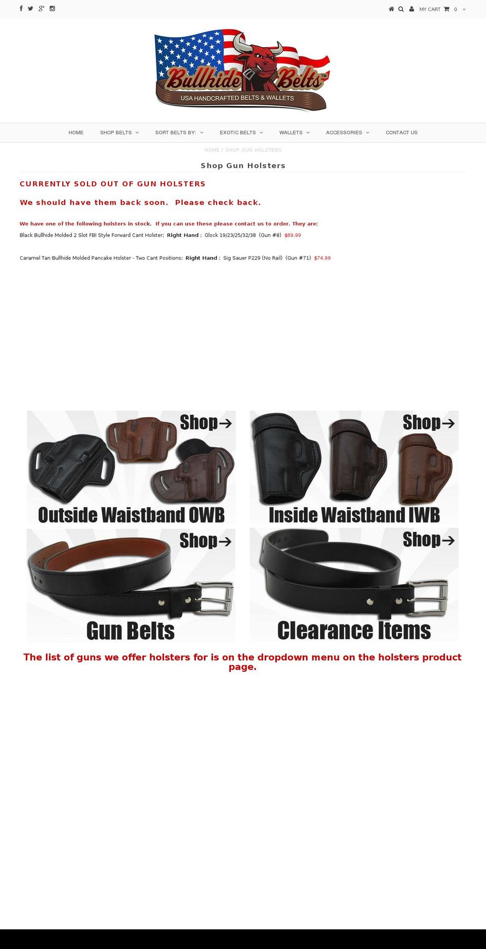 Rivet Test Template Shopify theme site example bullhidegunholsters.com