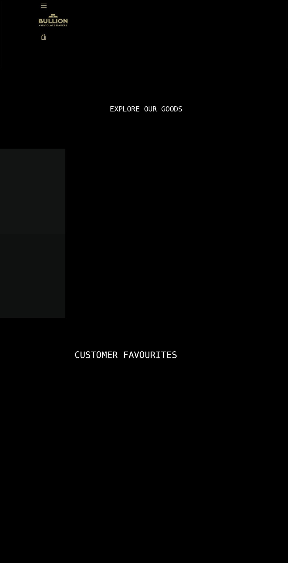 bullionchocolate.com shopify website screenshot