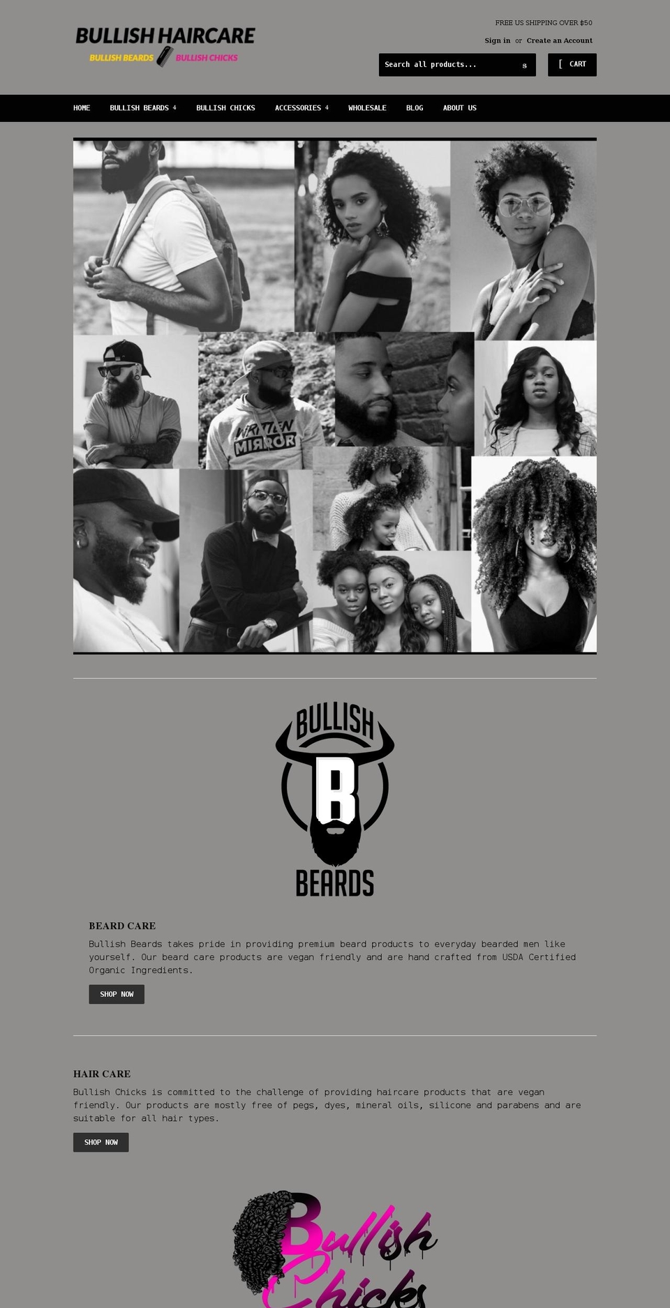 bullishhaircare.com shopify website screenshot