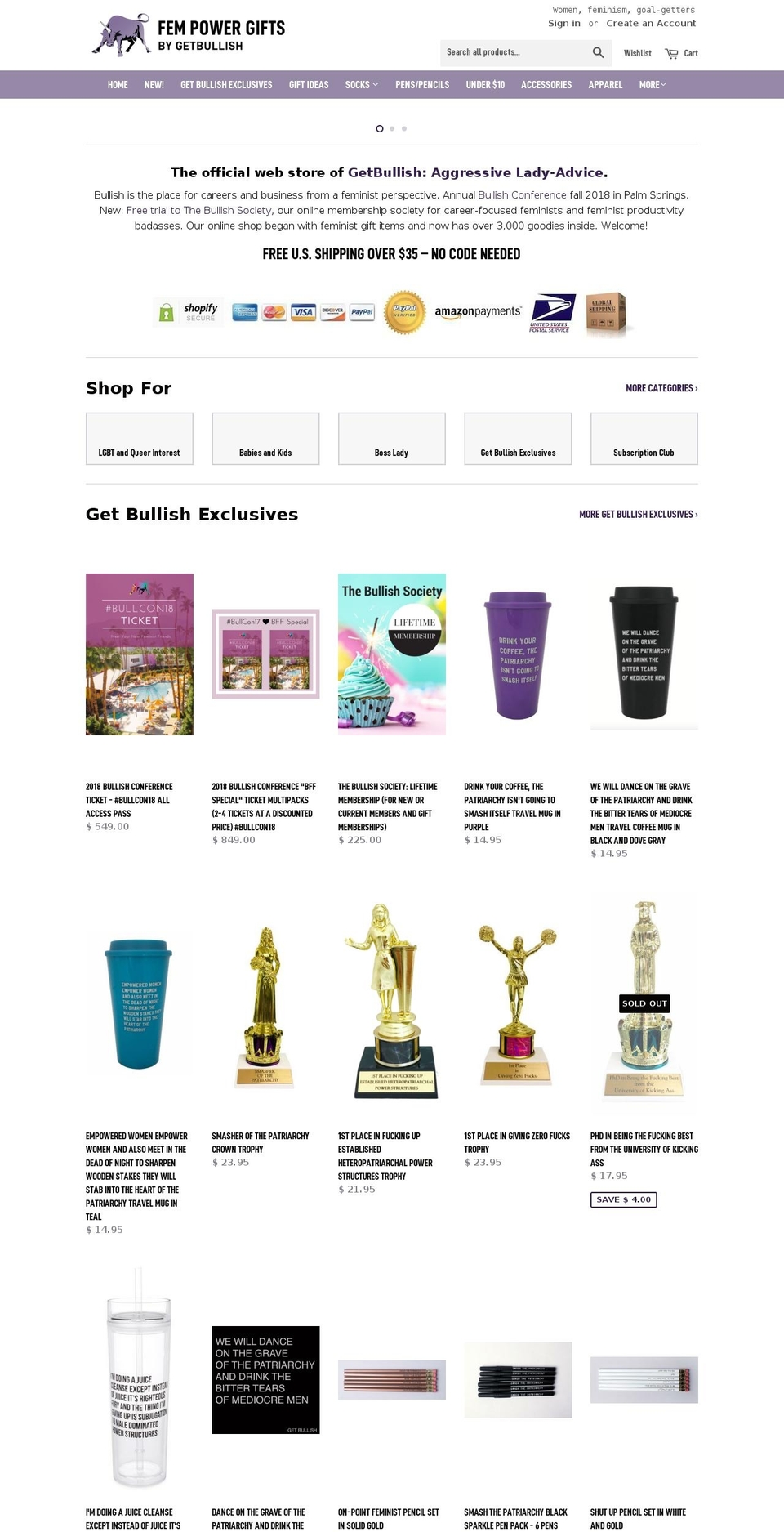 bullishstore.com — Shopify storefront screenshot