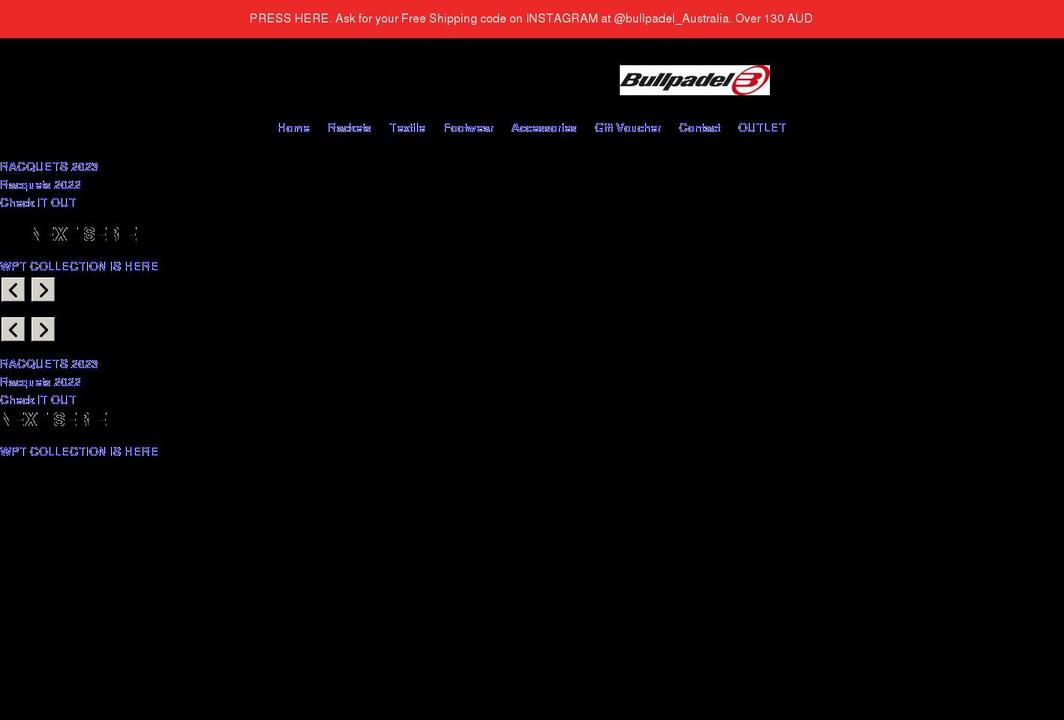 bullpadel.com.au shopify website screenshot