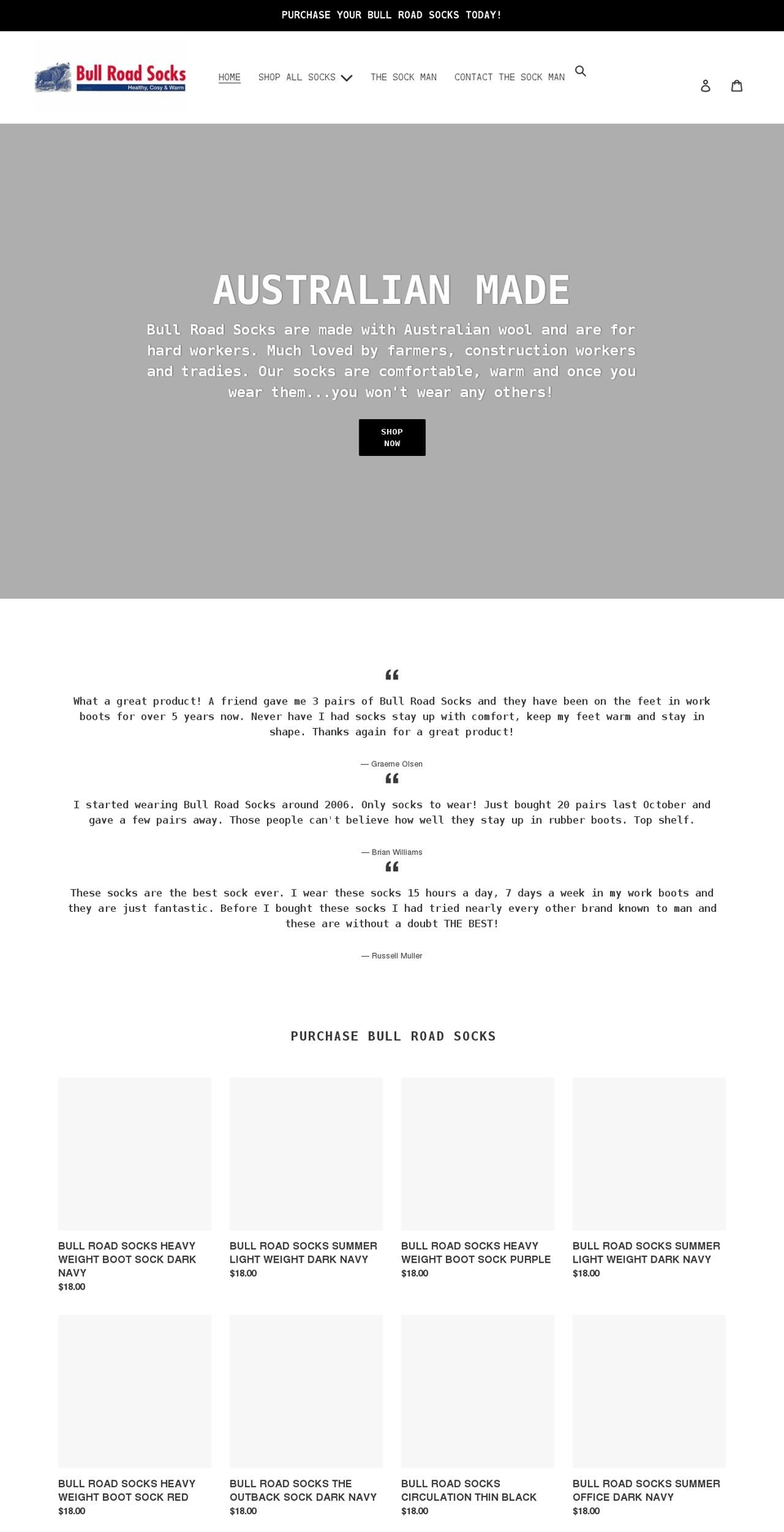 bullroadsockman.com shopify website screenshot