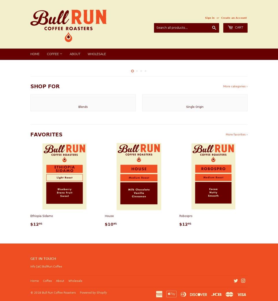 bullrun.coffee shopify website screenshot