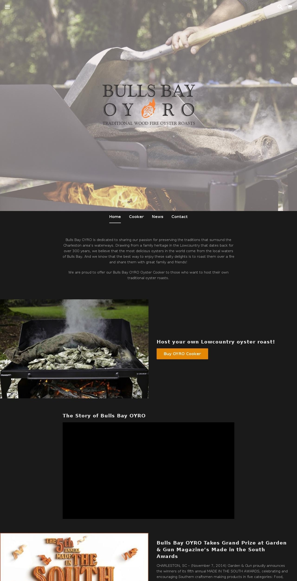 bullsbayoysterroast.com — Shopify storefront screenshot