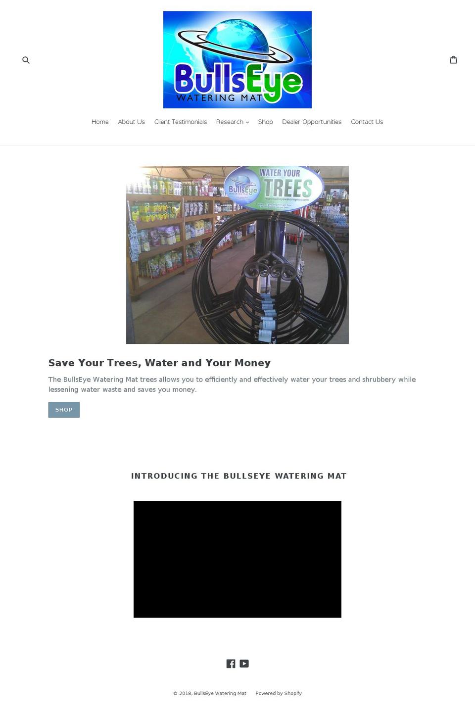 bullseyewateringmat.com — Shopify storefront screenshot
