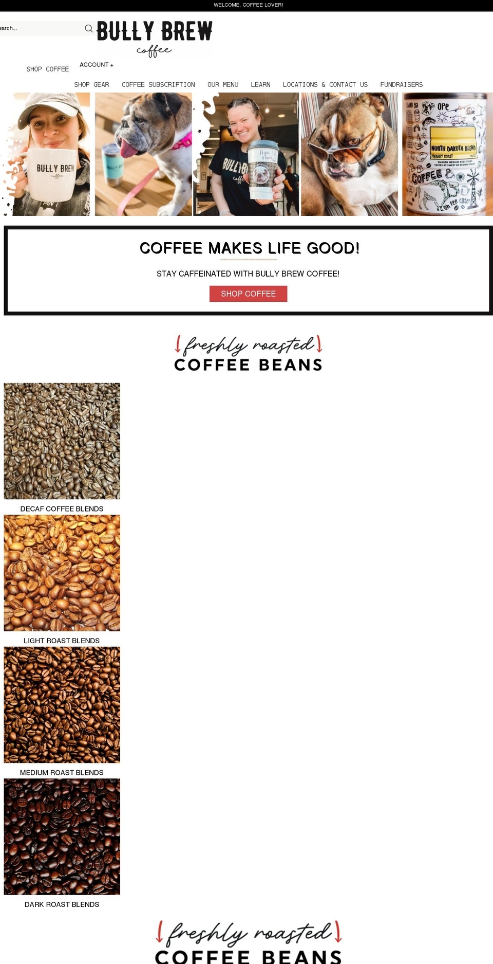 bullybrewcoffeehouse.com shopify website screenshot