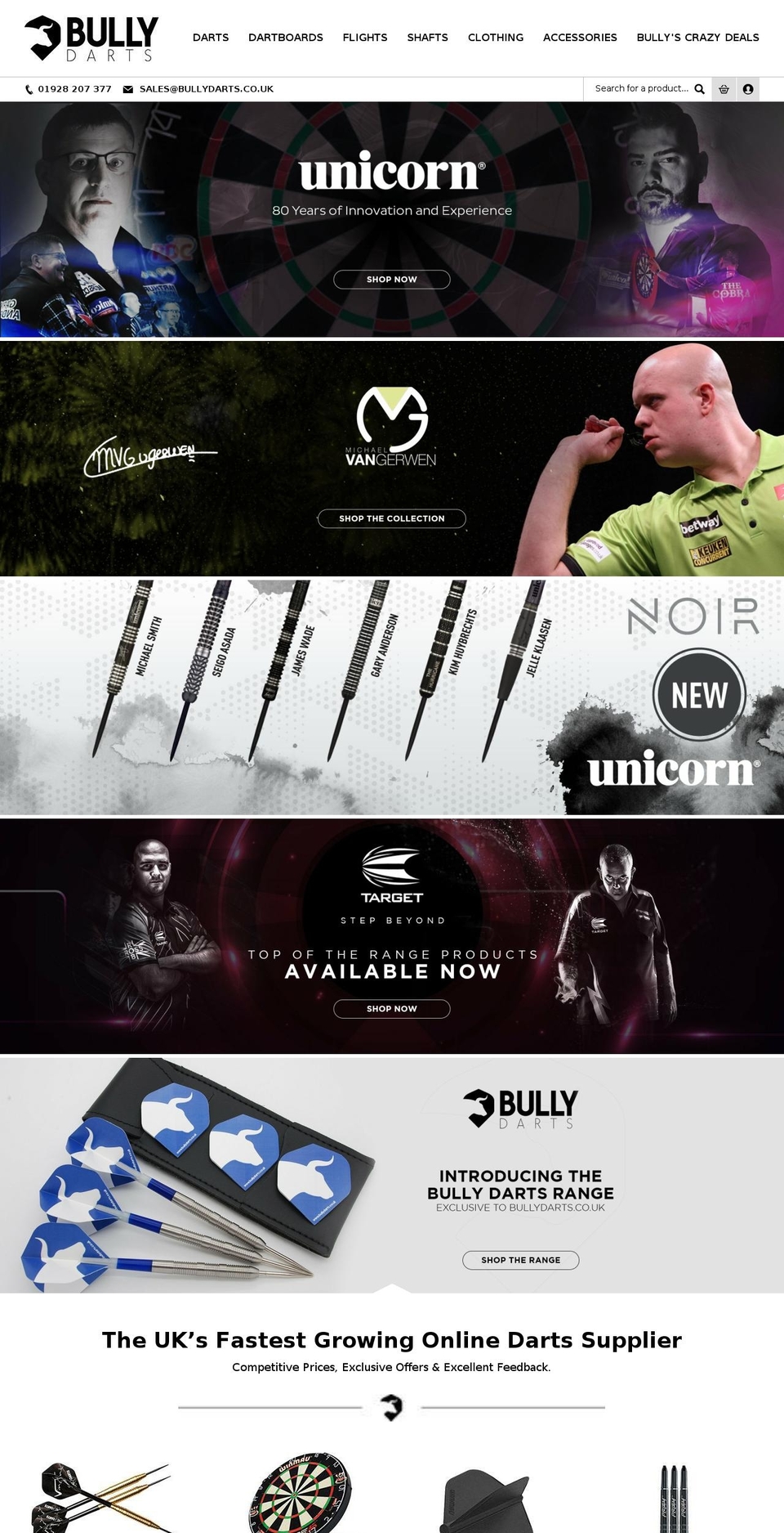 bullydarts.co.uk shopify website screenshot