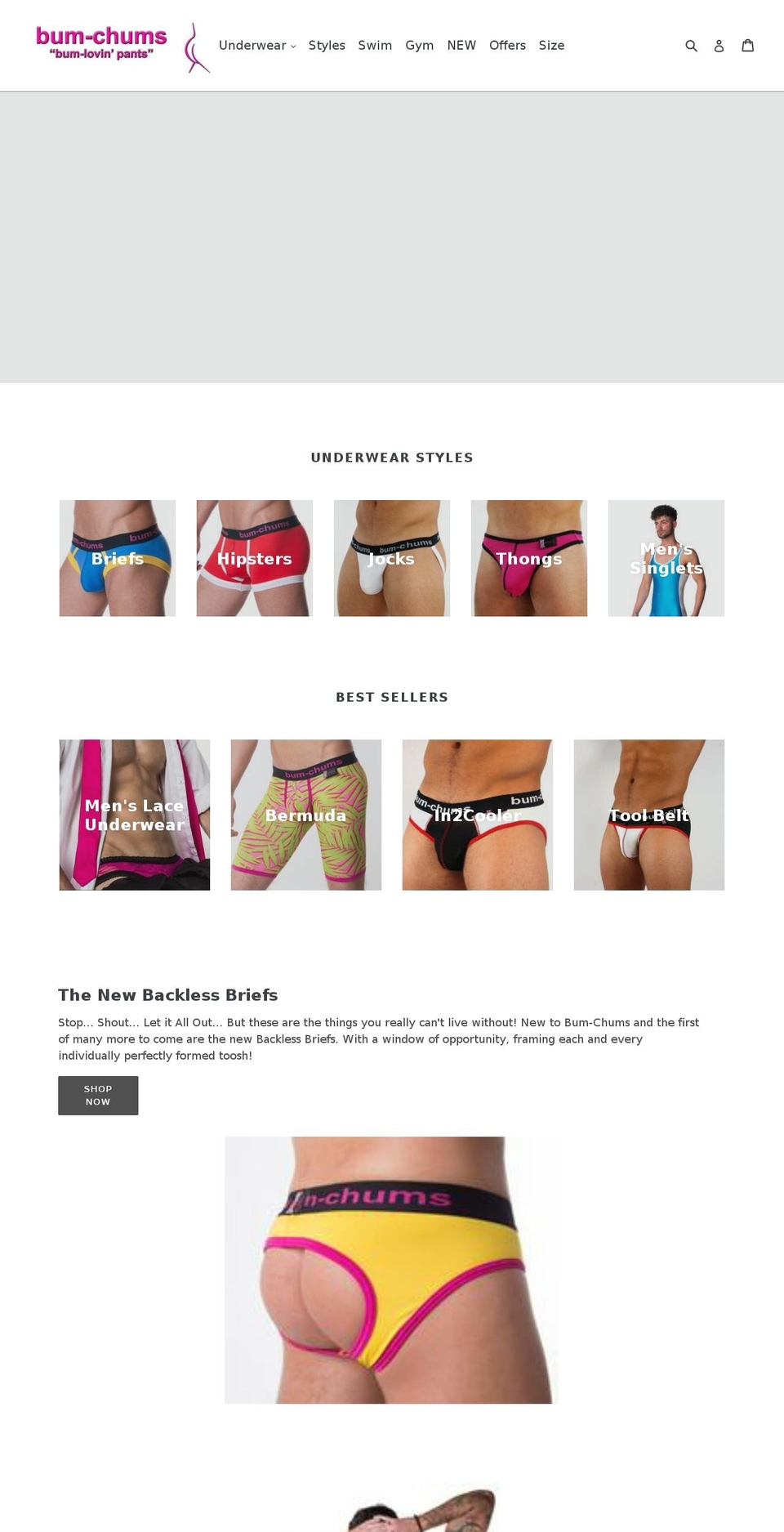 bum-chums.co.uk shopify website screenshot