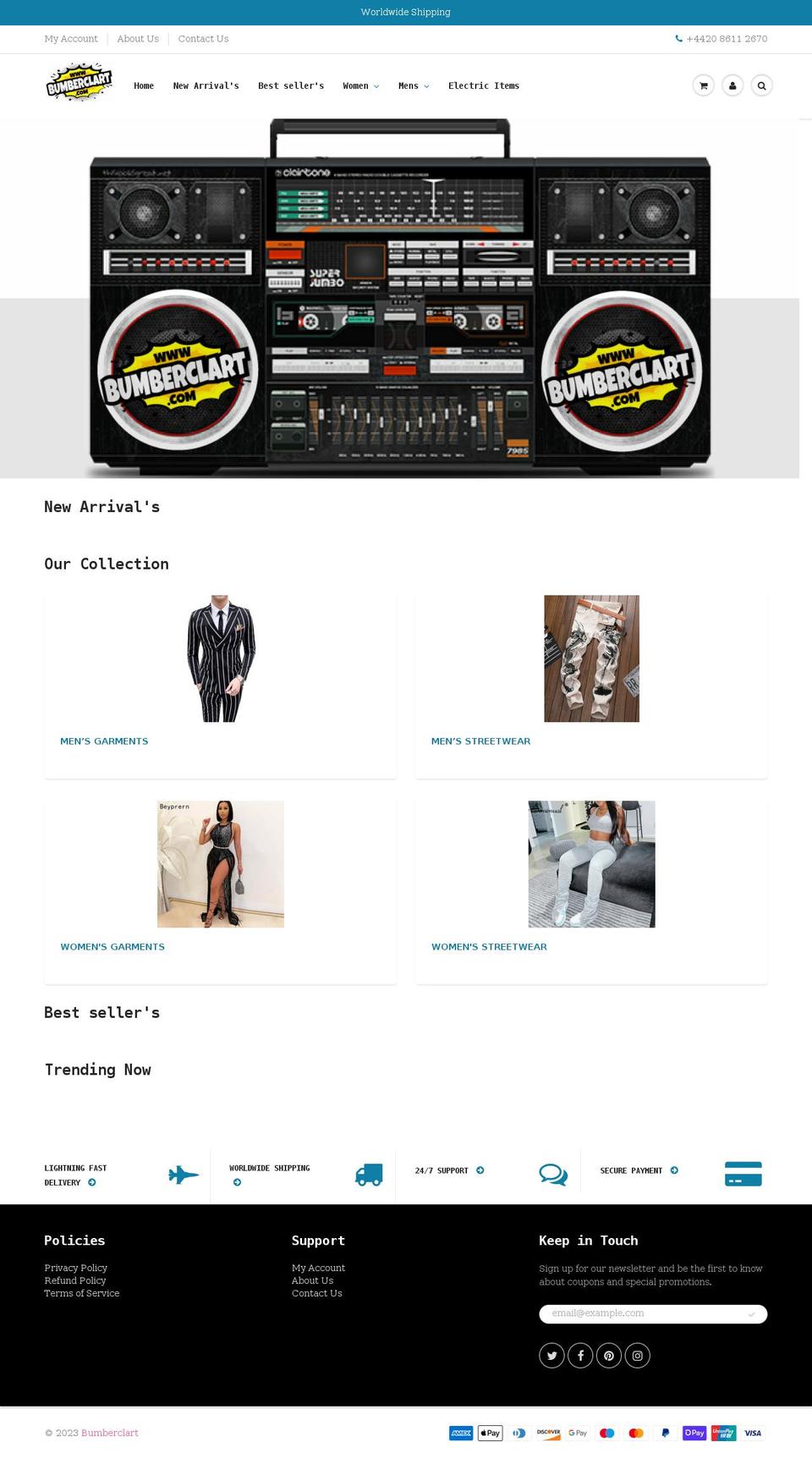 bumberclart.myshopify.com shopify website screenshot