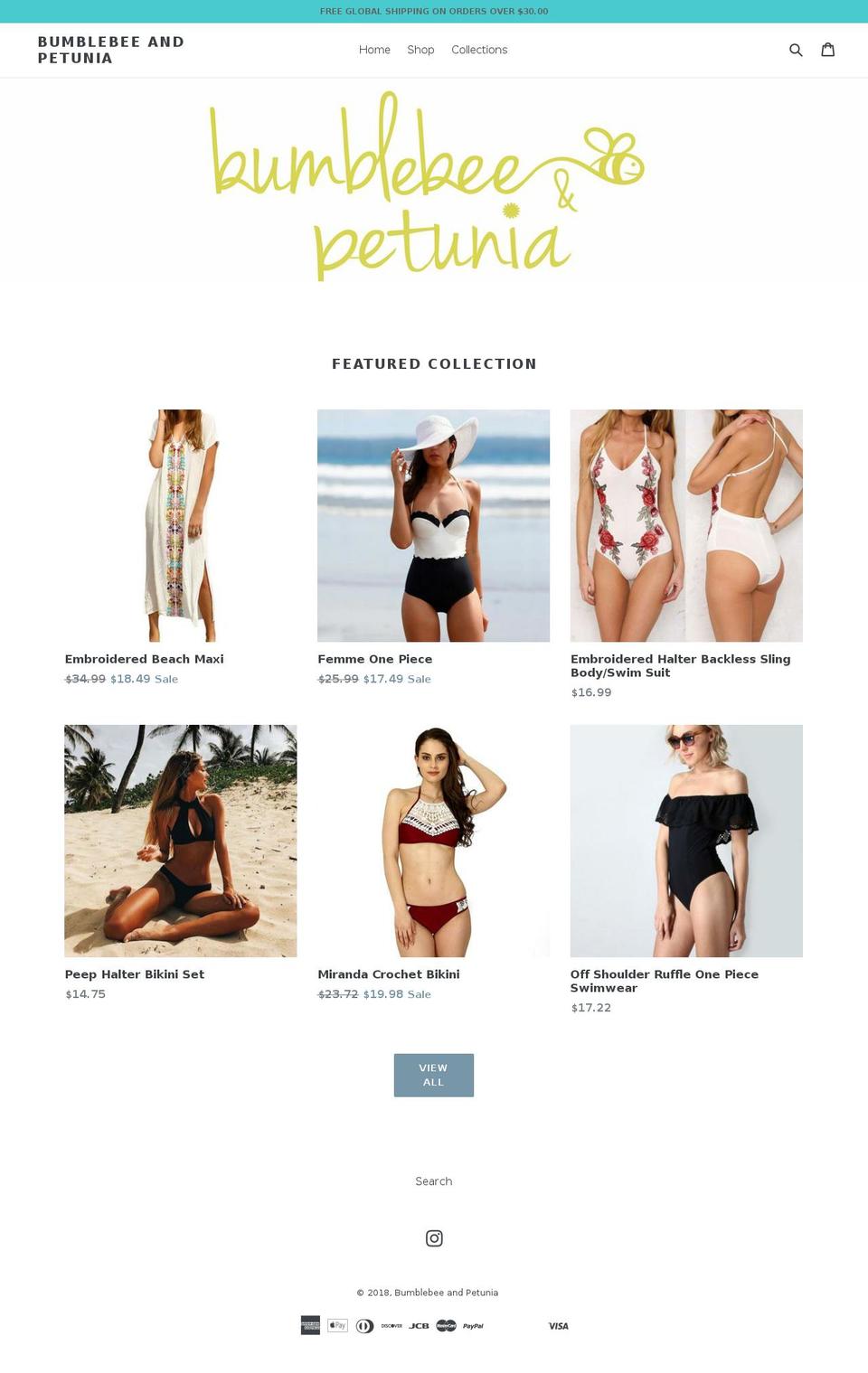 bumblebeeandpetunia.com shopify website screenshot