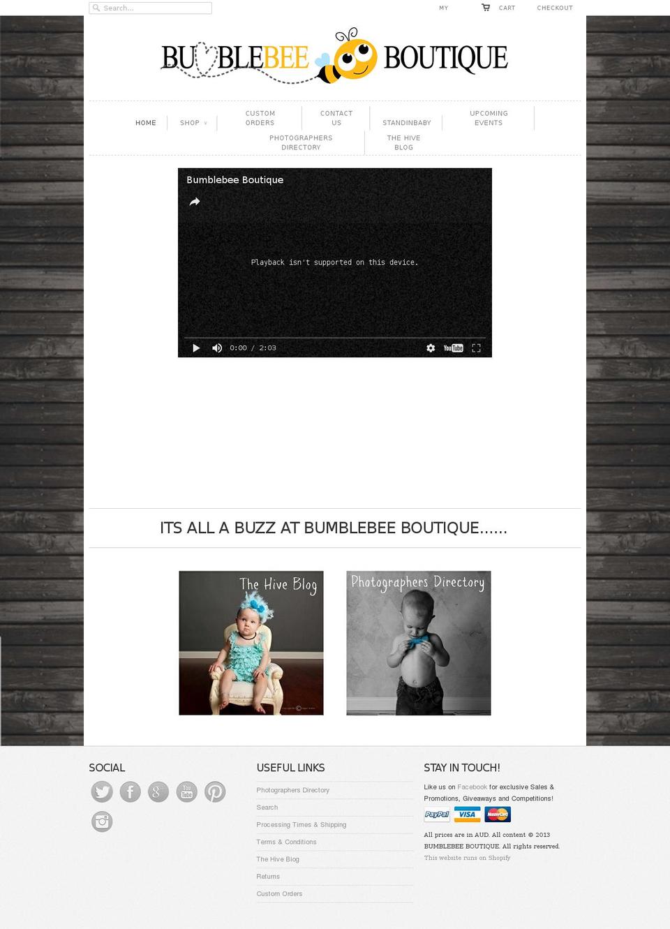 bumblebeeboutique.com.au shopify website screenshot