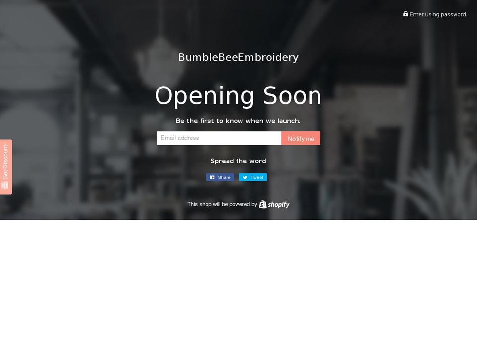 bumblebeeembroidery.com shopify website screenshot